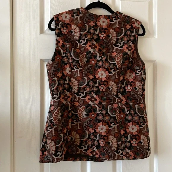 Vintage MCM jacquard tapestry button up vest 1960s 1970s - Picture 5 of 5